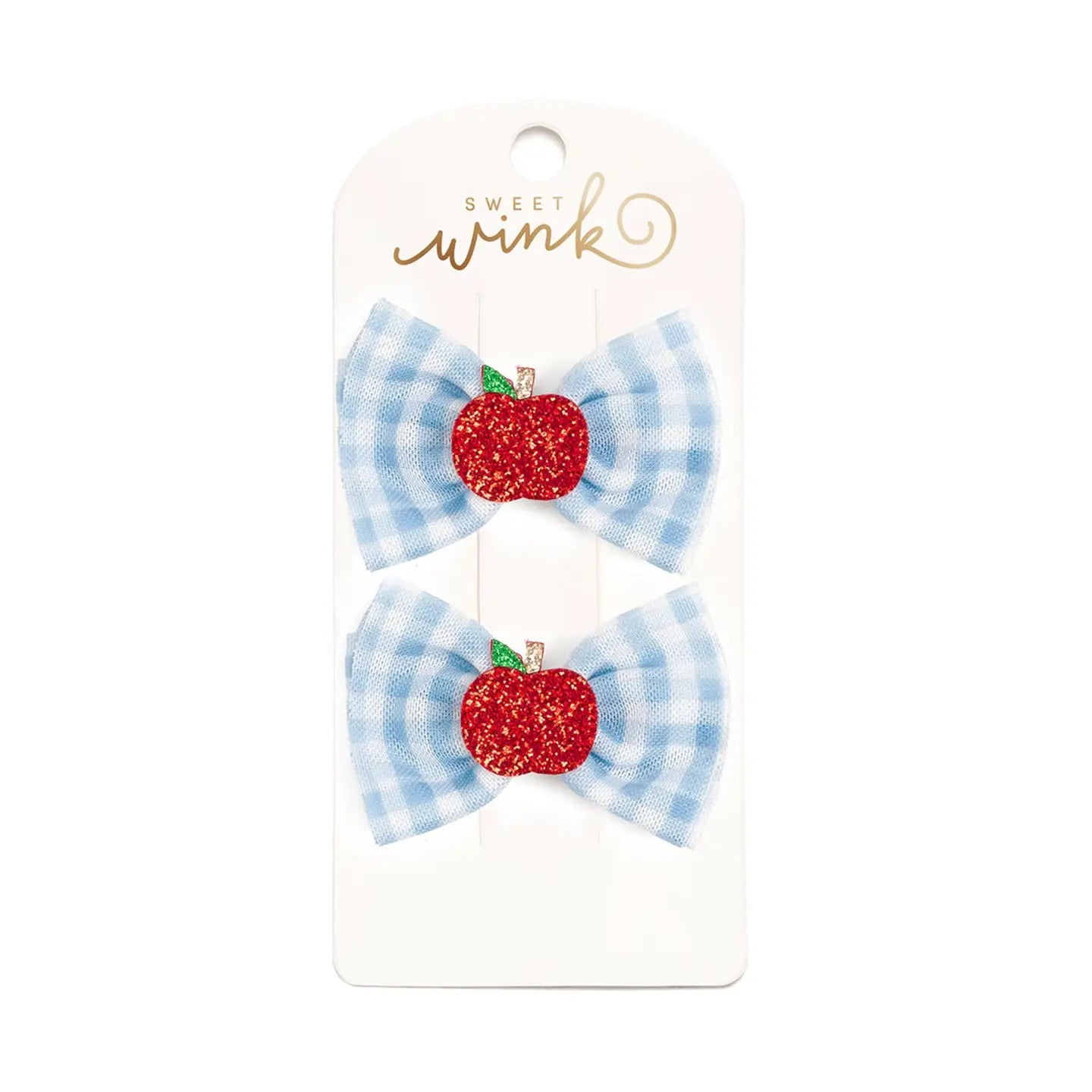 girls hair bows with apples school themed 