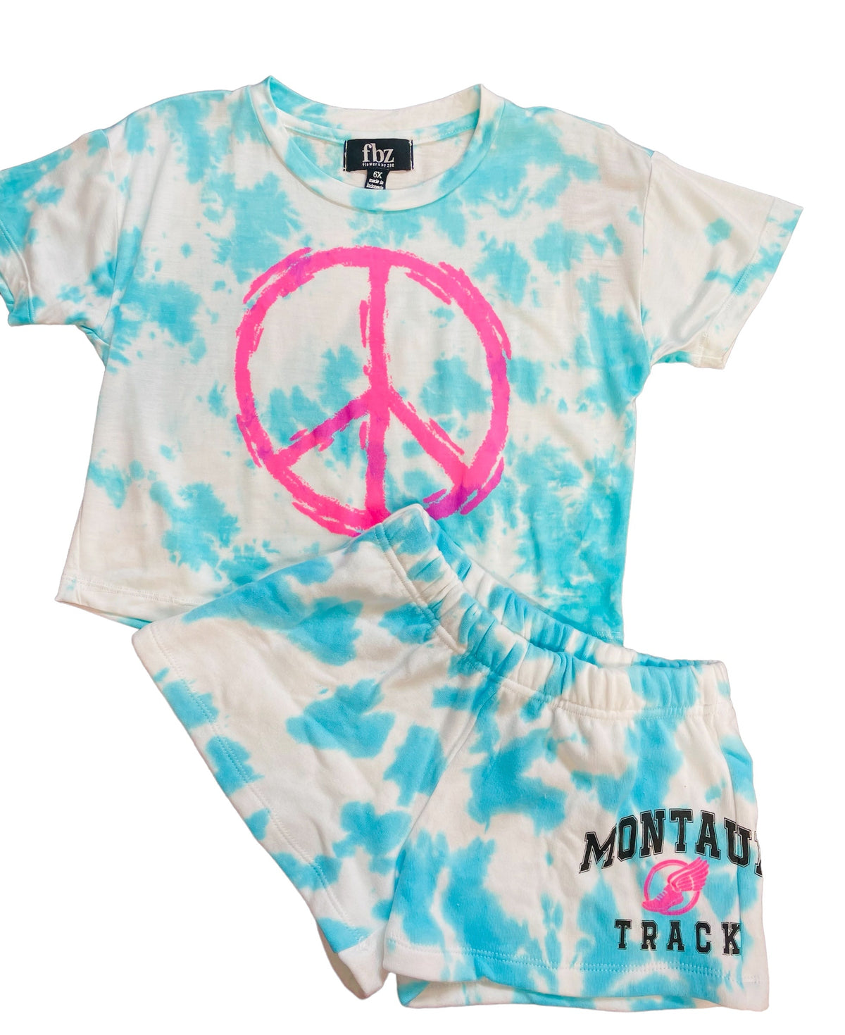 Flowers By Zoe Aqua Tie-Dye Short- Montauk Track Graphic - Everything But The PrincessFlowers By Zoe