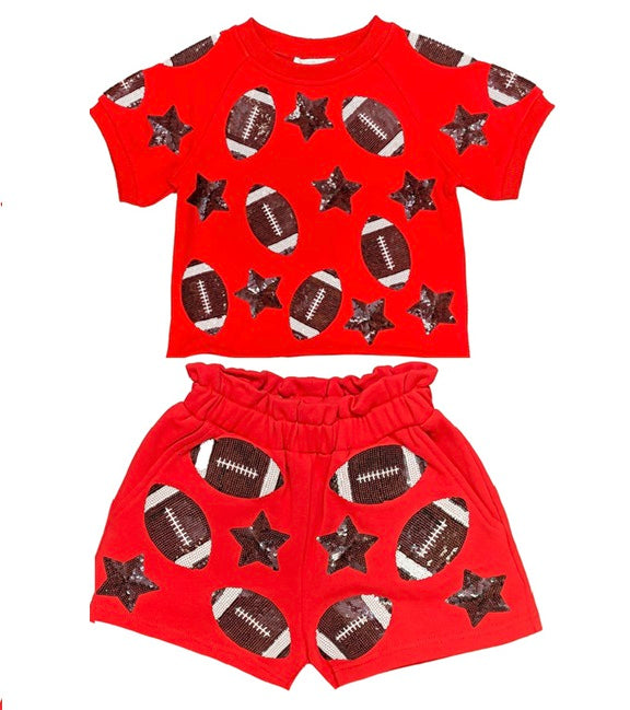 Belle Cher Sequin Red &amp; Black Football 2pc Game Day Set