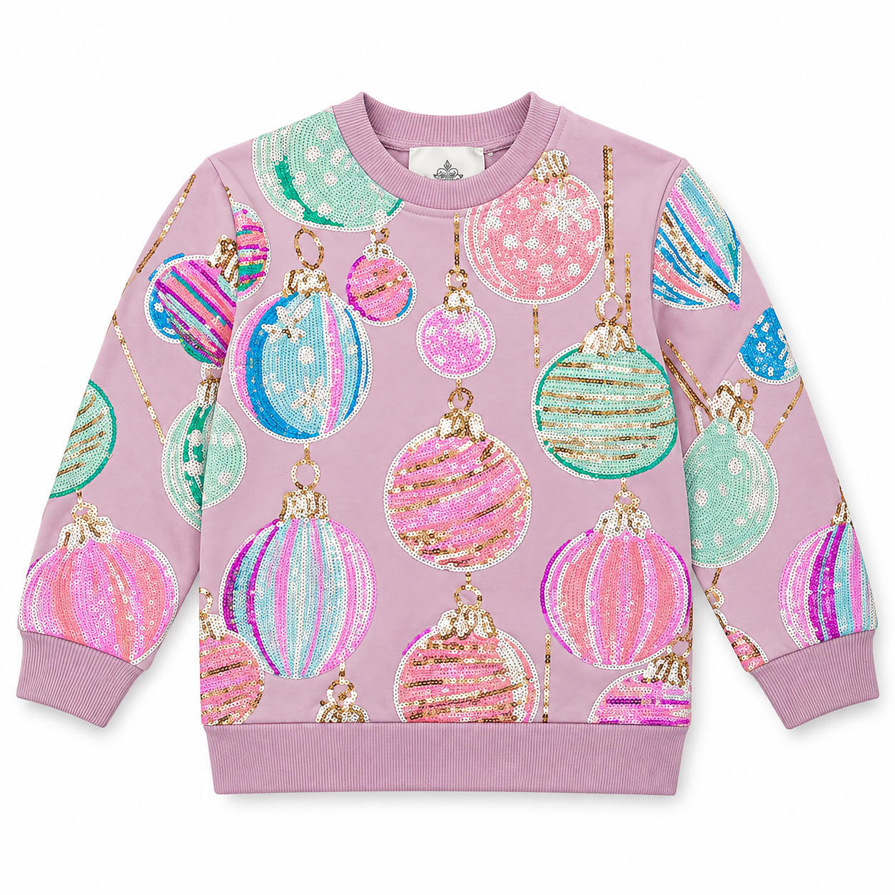 girls holiday sweatshirt with sequin ornaments by belle cher