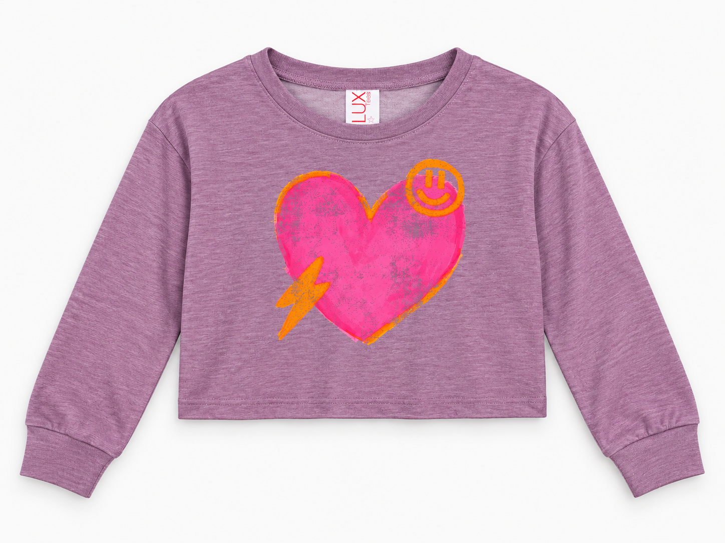 LUX Lavender Smiley Heart Sweatshirt