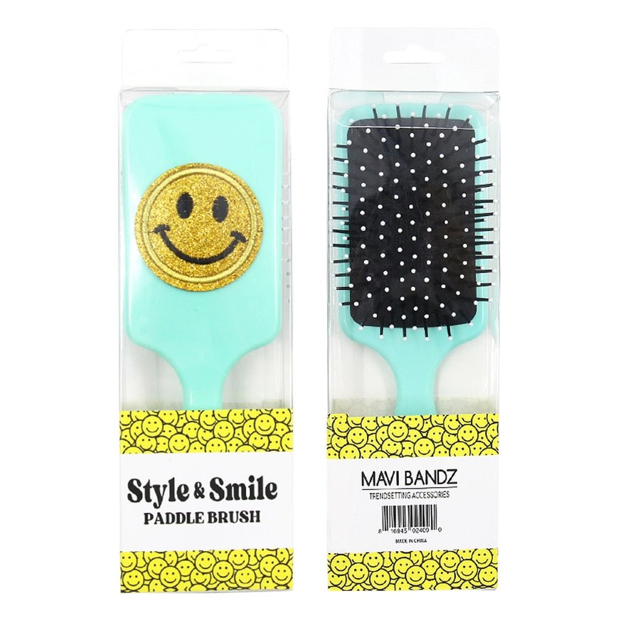 Glitter Smiley Face Large Paddle Hair Brush - Everything But The Princessfaire