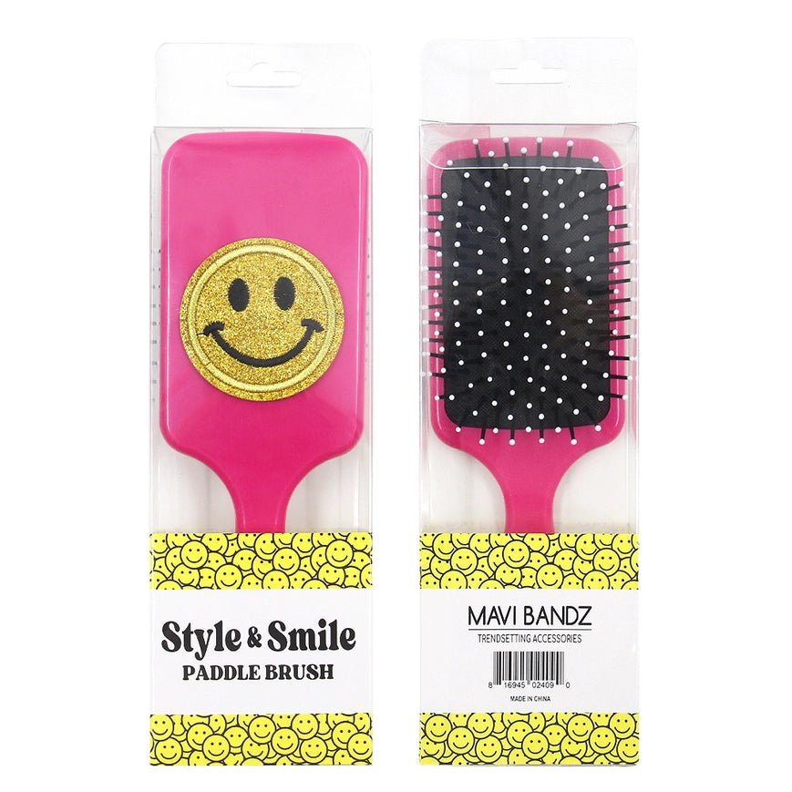 Glitter Smiley Face Large Paddle Hair Brush - Everything But The Princessfaire