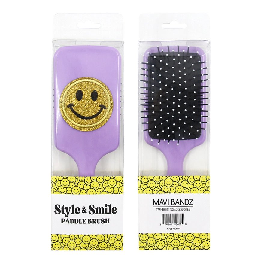 Glitter Smiley Face Large Paddle Hair Brush - Everything But The Princessfaire