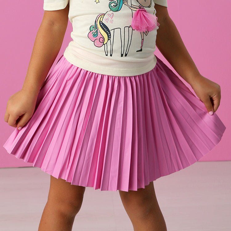 Hannah Banana Pleated Pleather Skirt - Pink - Everything But The PrincessBaby Sara