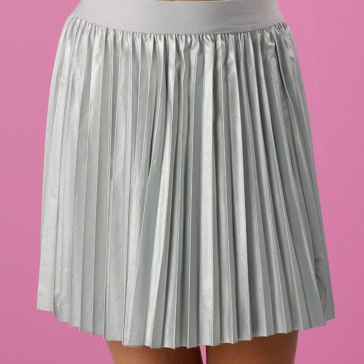 Hannah Banana Pleated Pleather Skirt - Silver - Everything But The PrincessBaby Sara