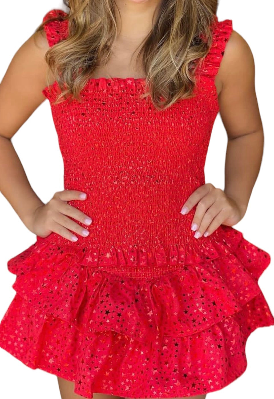 Queen Of Sparkles Kids Red Star Smocked Tank