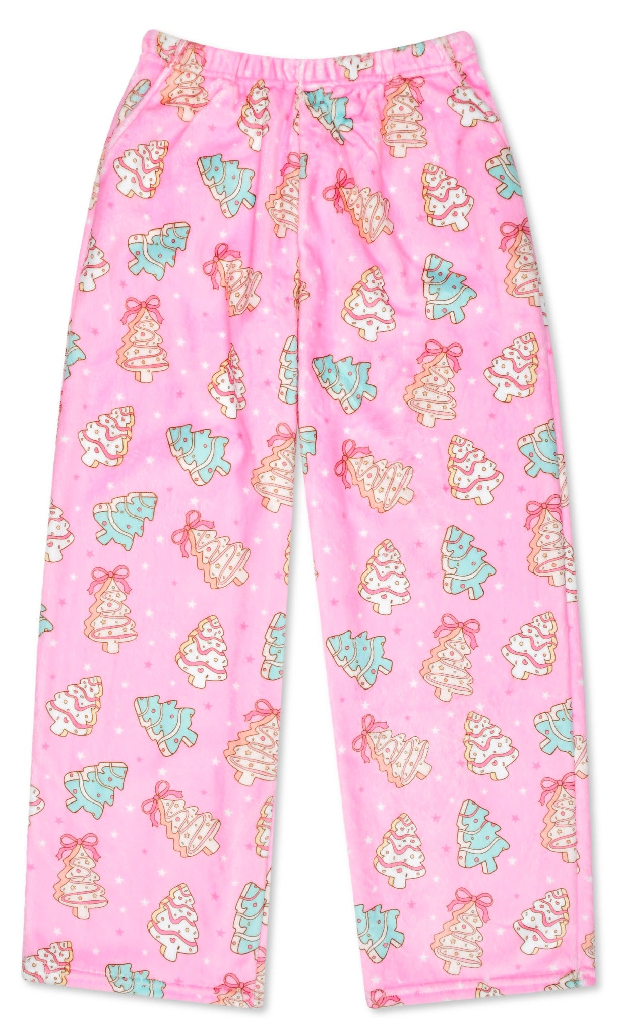Iscream Holiday Cakes plush pants in pink Christmas tree cake print