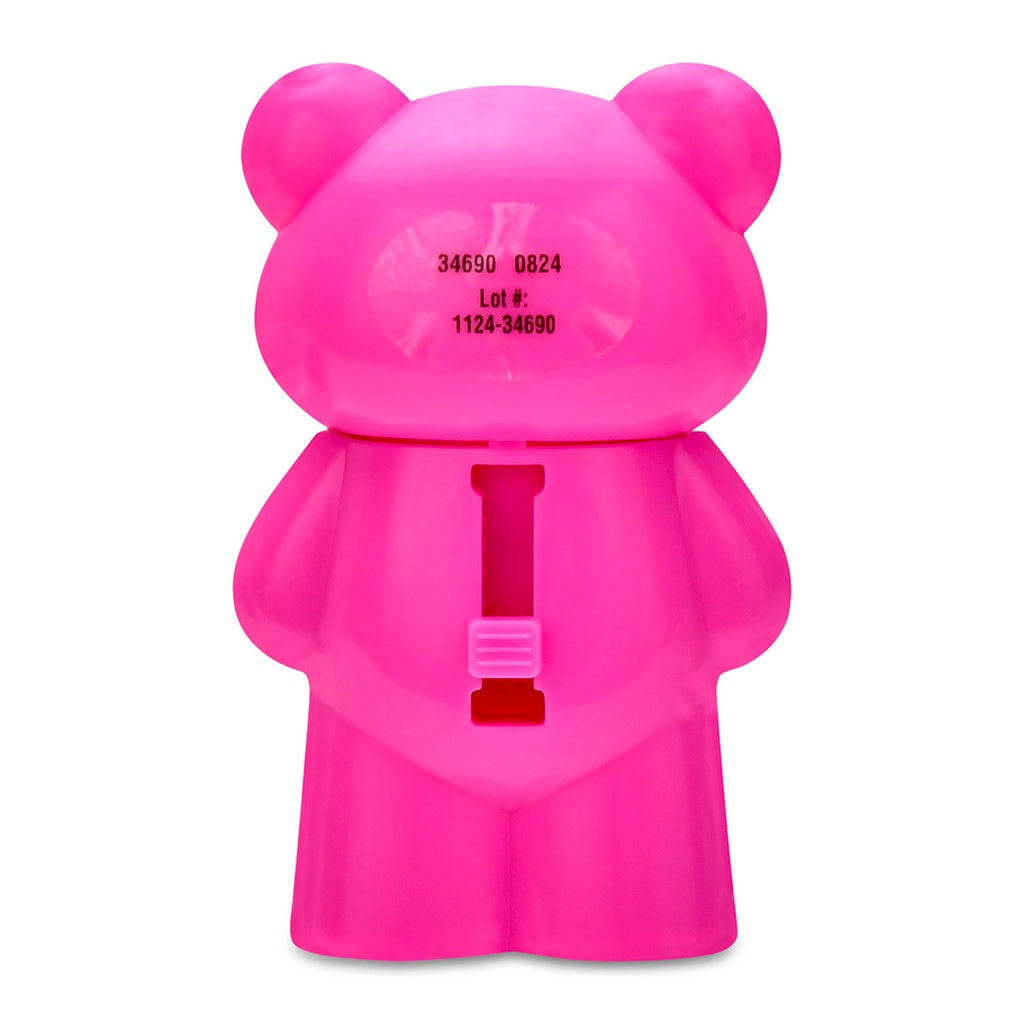 Back of Iscream Jelly Bear pink lip balm with slide mechanism