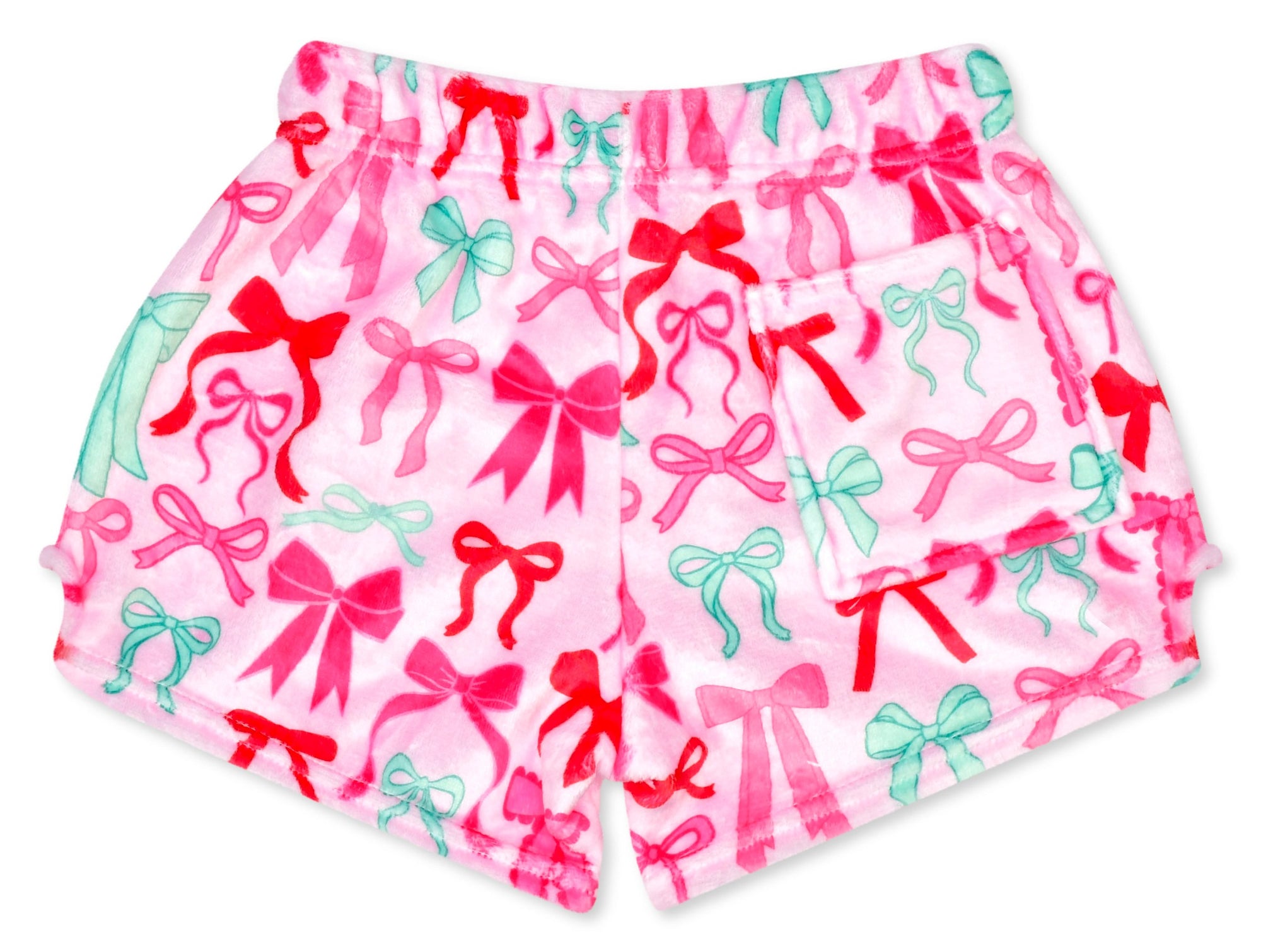 Iscream Merry Bows plush shorts back view with pocket