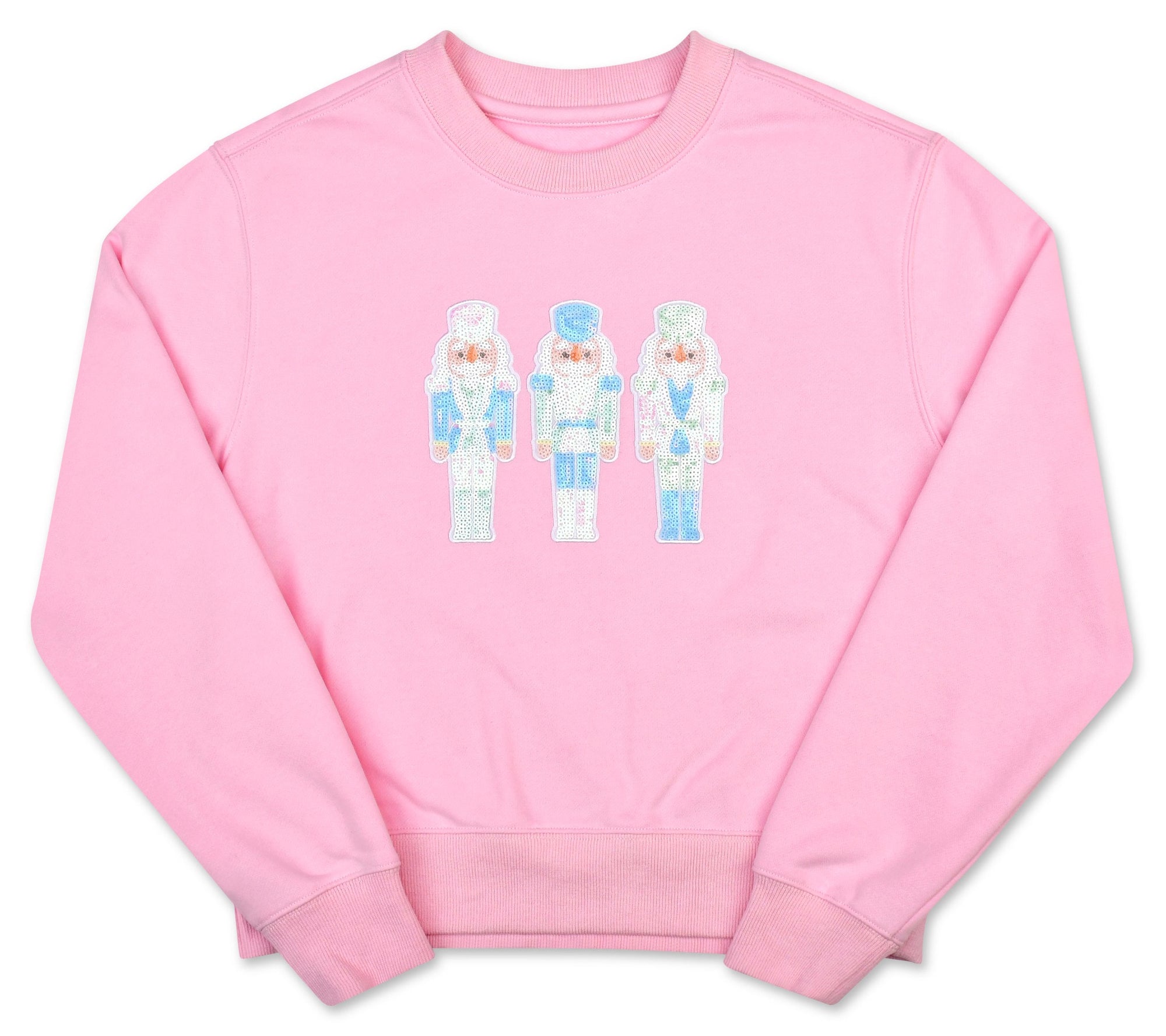 Iscream Nutcracker Treat pink sweatshirt with sequin nutcracker patches
