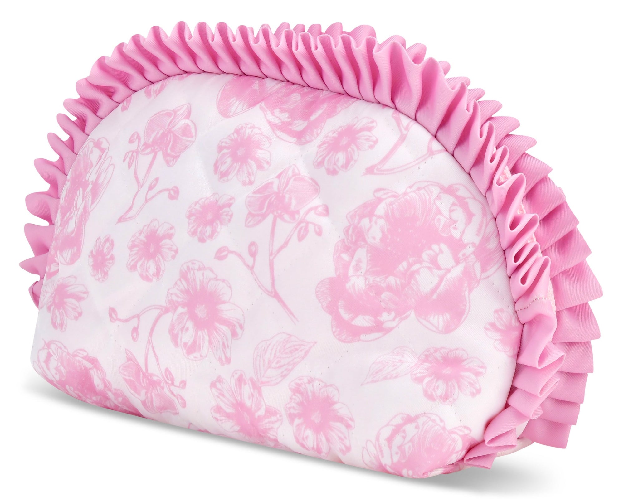 Iscream Pretty Pink Toile Oval Cosmetic Bag left angle