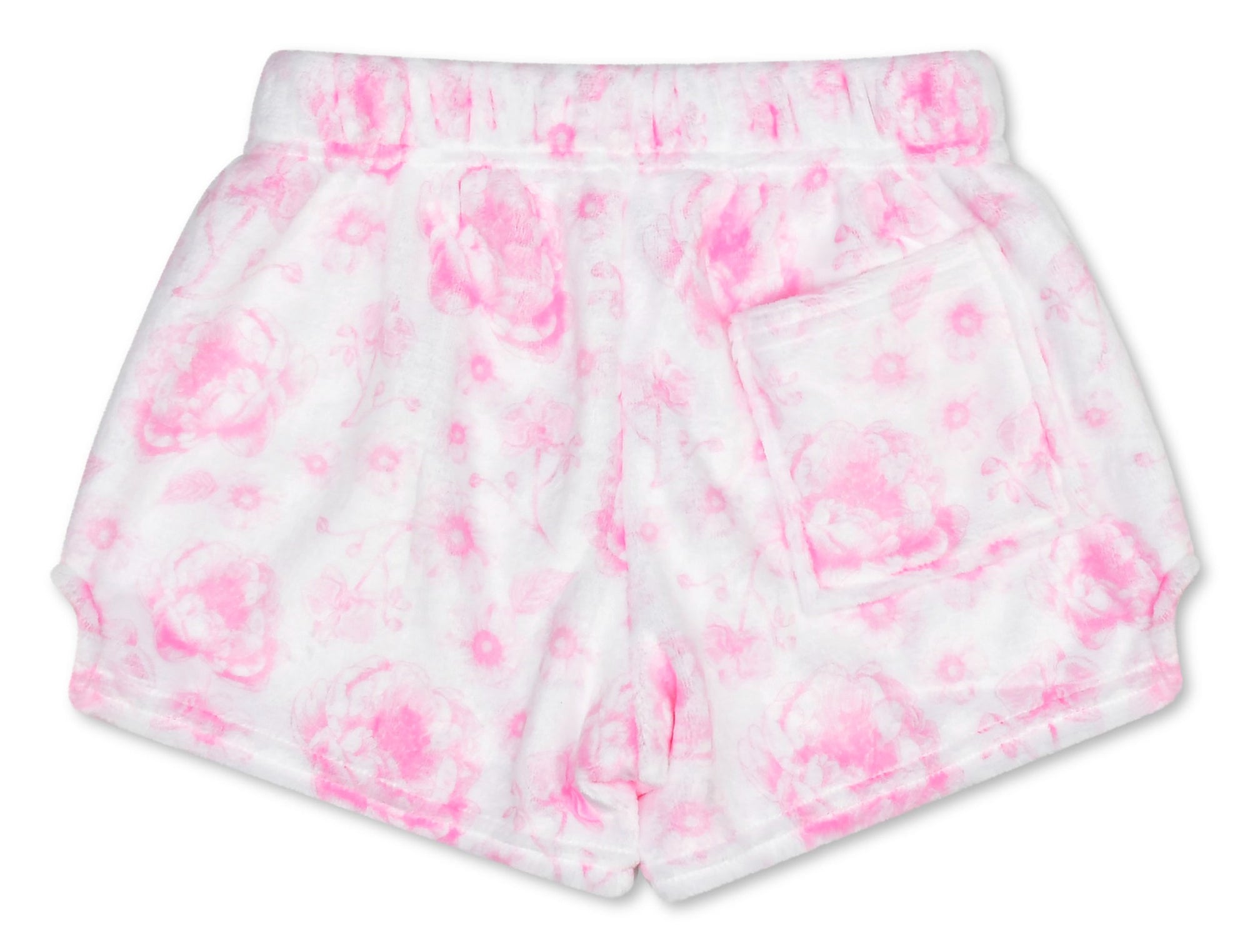 Iscream Pretty Pink Toile plush shorts back view with pocket
