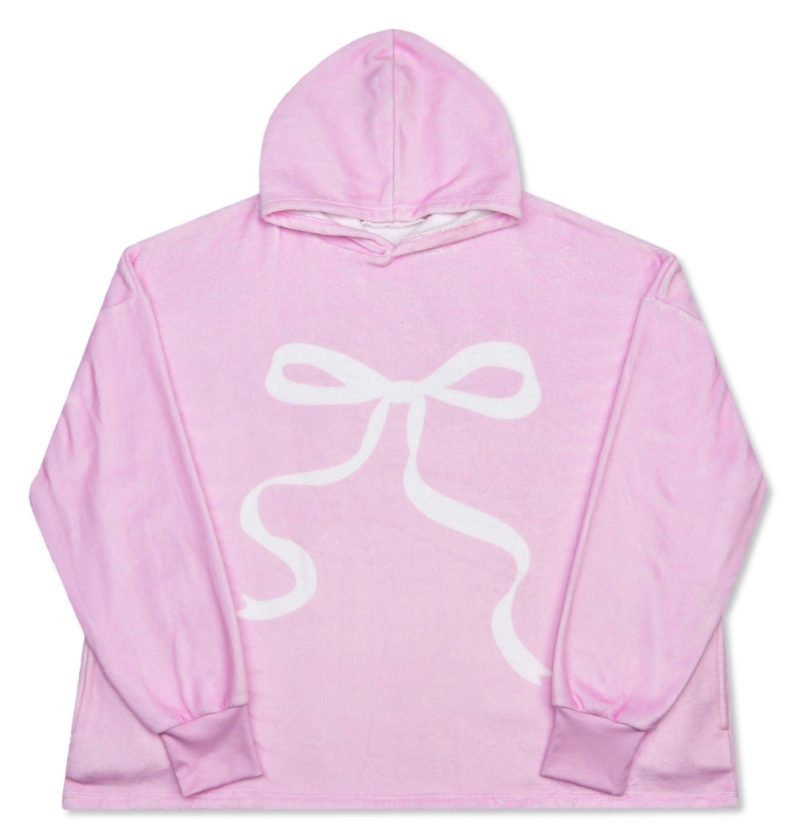 Iscream Ribbon Bow Pink Cozy Pullover with white bow graphic
