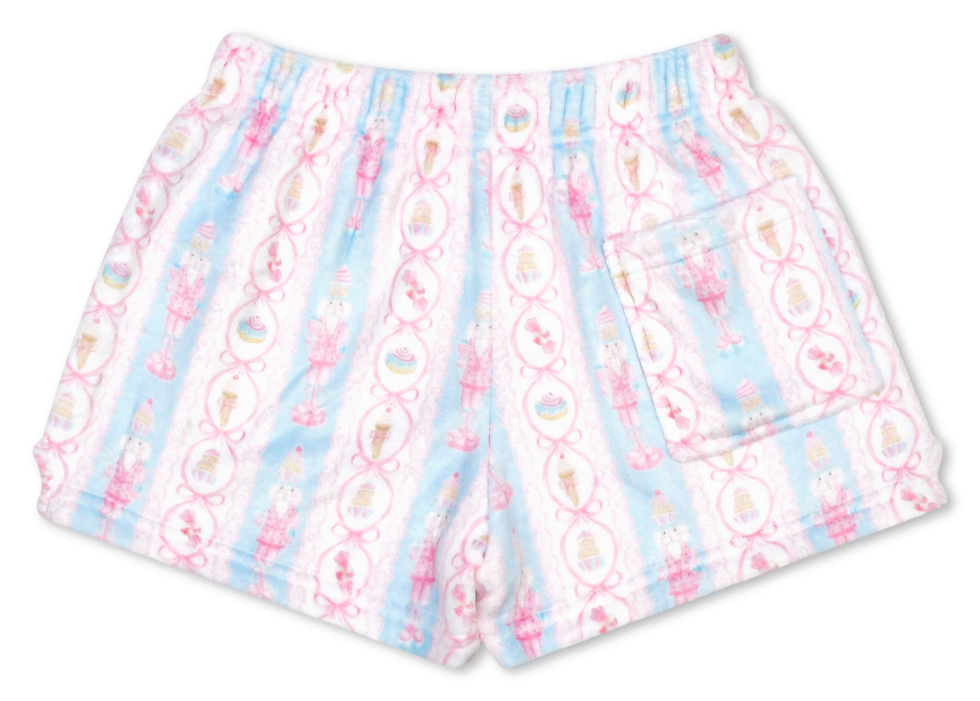 Iscream Sweet Nutcrackers plush shorts back view with pocket