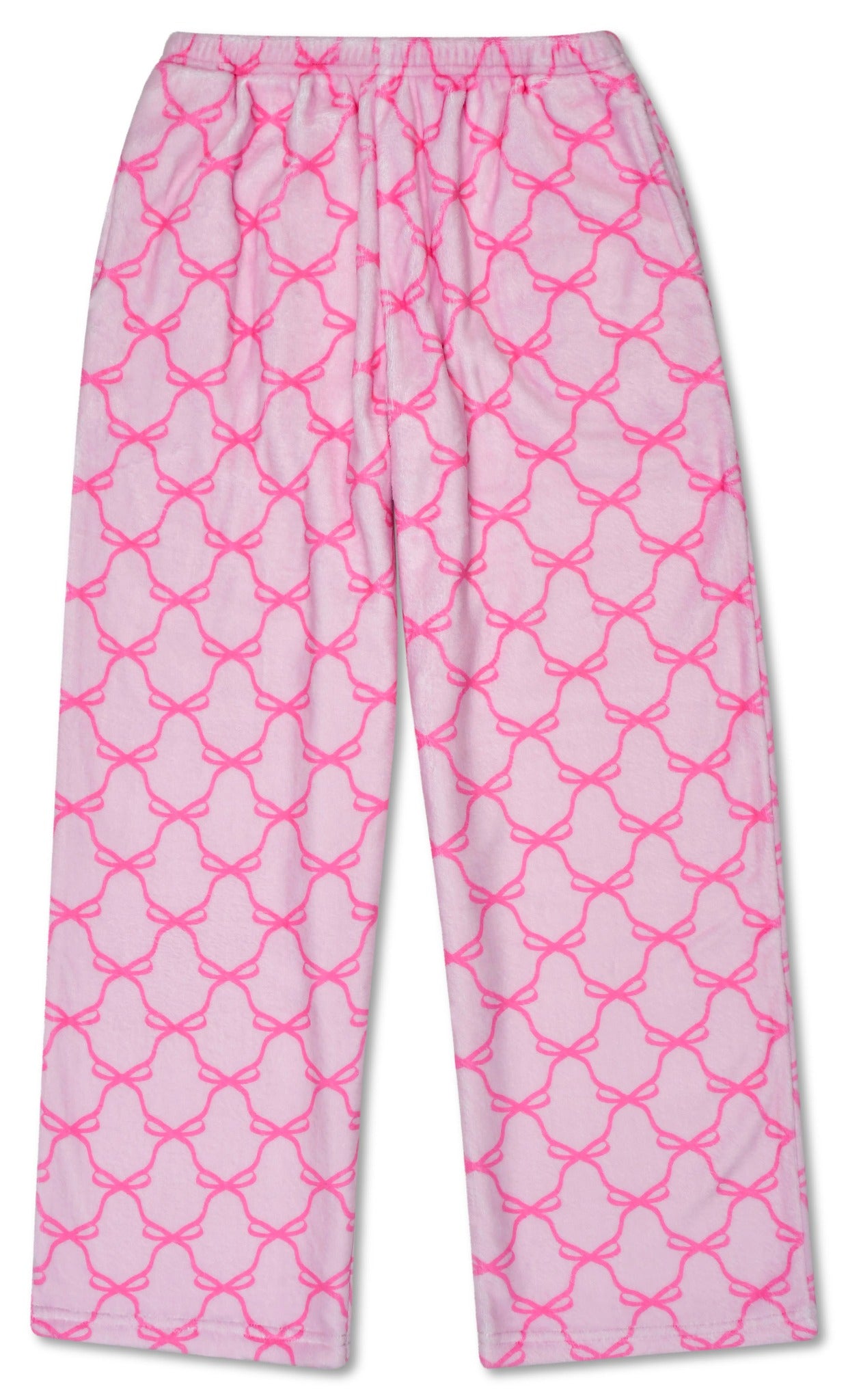 Iscream Sweet Trellis Bow plush pants in pink bow trellis print