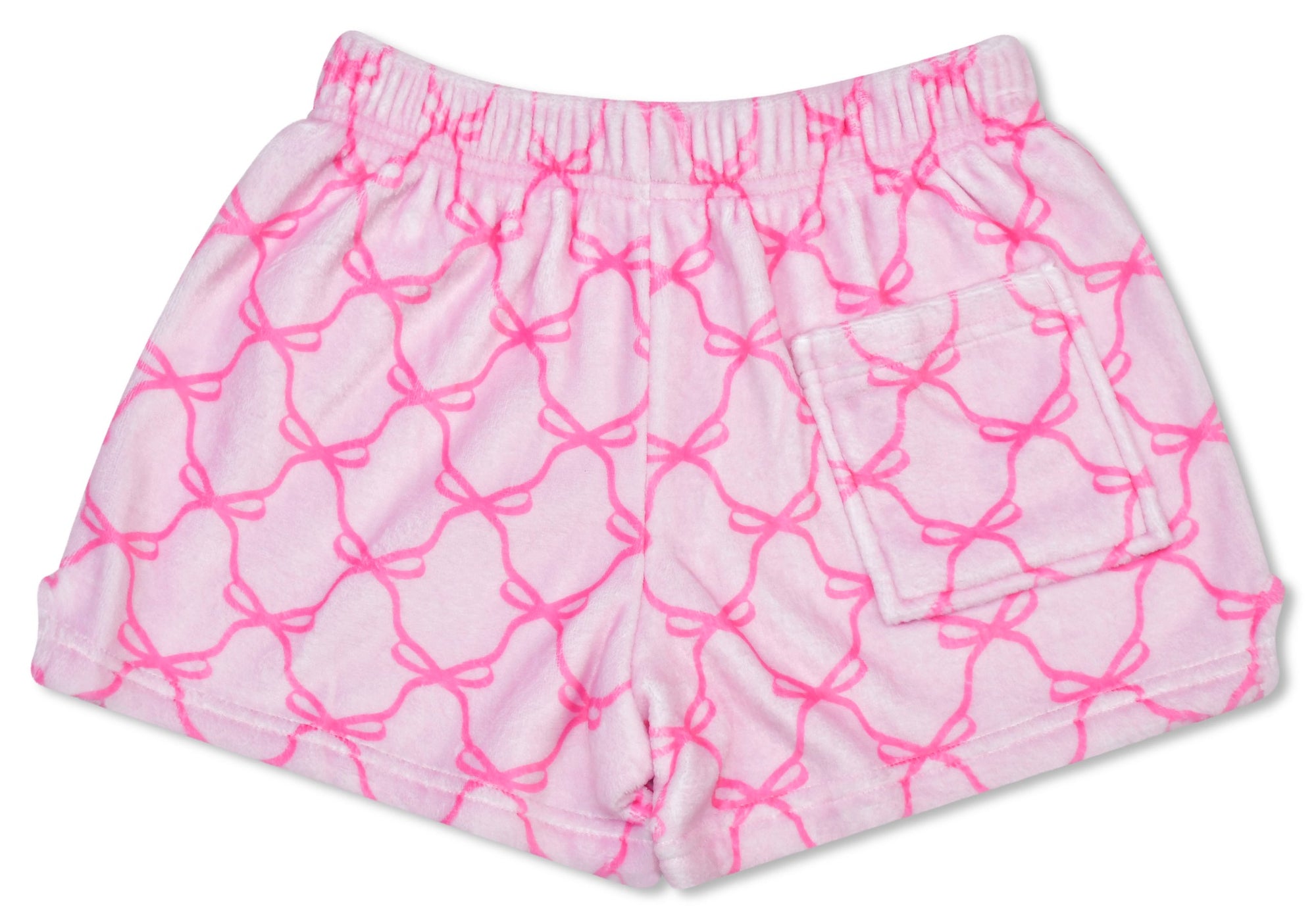 Iscream Sweet Trellis Bow plush shorts back view with pocket