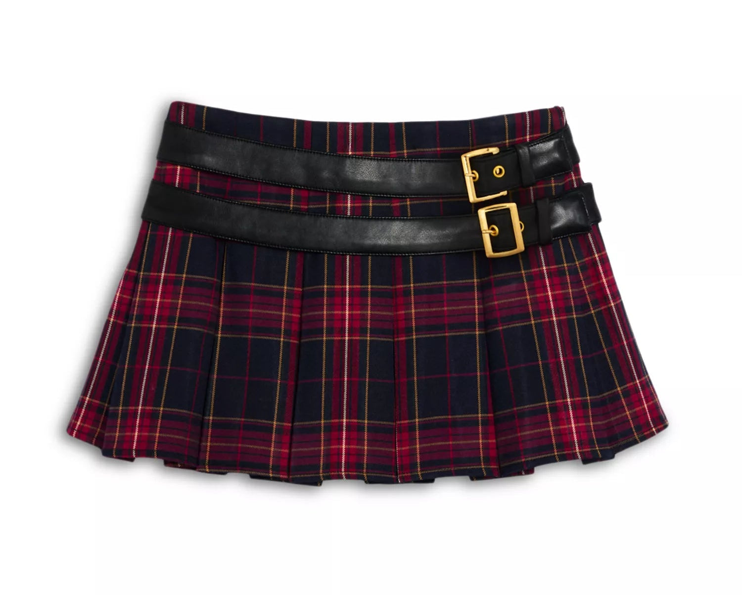 KatieJ NYC Axel Skirt- Navy + Berry Plaid