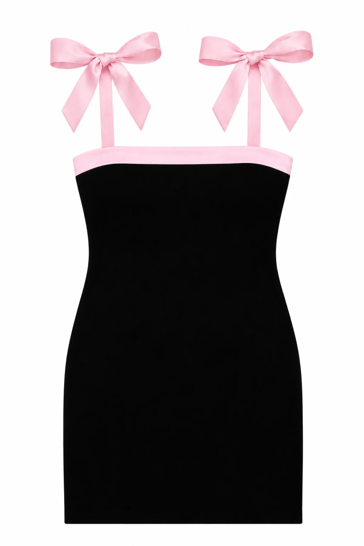 KatieJ NYC Edeline Dress in black and baby pink with bow tie straps for tween girls