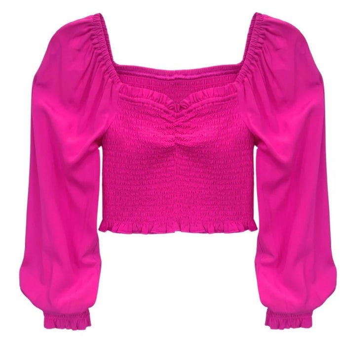 KatieJ NYC Chloe Top - Long Sleeve Shocking Pink - Everything But The PrincessKatieJ NYC