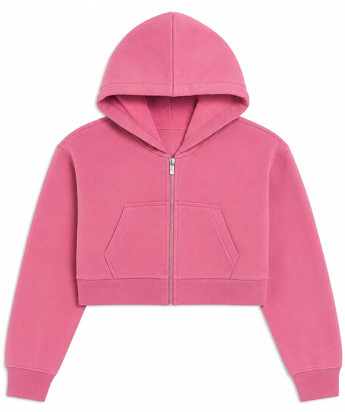 KatieJ NYC Cody Cropped Zip Hoodie in Cashmere Rose featuring a cropped fit, full zipper, hood, and soft brushed cotton fleece for tween girls.