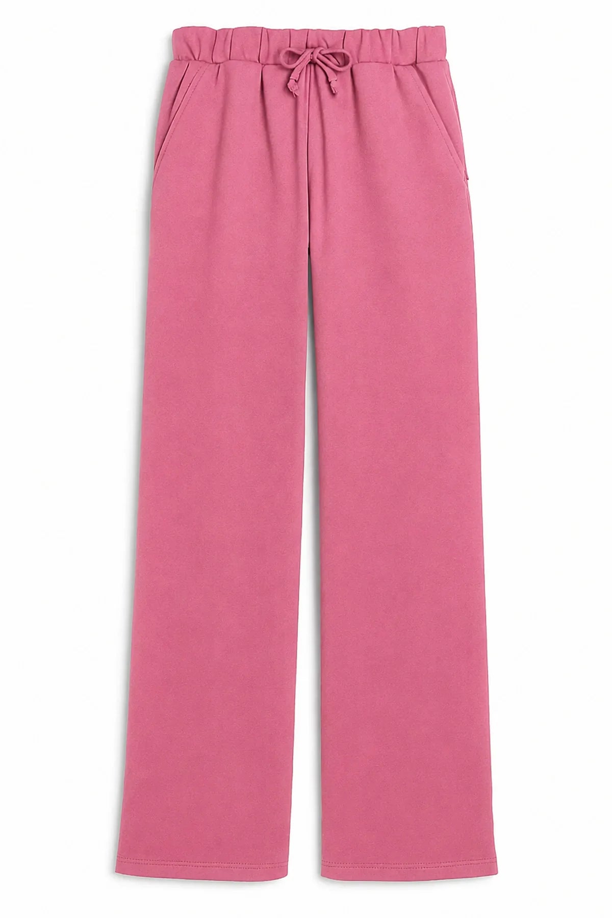 KatieJ NYC Cody Lounge Pant in Cashmere Rose featuring an oversized fit, drawstring waist, side pockets, and a customizable raw-edge hem for tween girls.