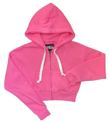 KatieJ NYC Dylan Crop Zip Up Hoodie- Tart Raspberry - Everything But The PrincessKatieJ NYC