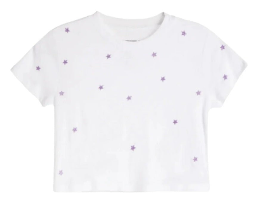 KatieJ NYC Fearless Tee - White With Lilac Stars - Everything But The PrincessKatieJ NYC