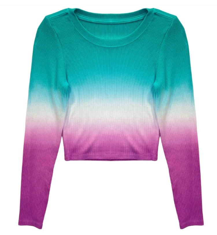 KatieJ NYC Livi Long Sleeve Ribbed Tee - Jade/Peony * Preorder* - Everything But The PrincessKatieJ NYC