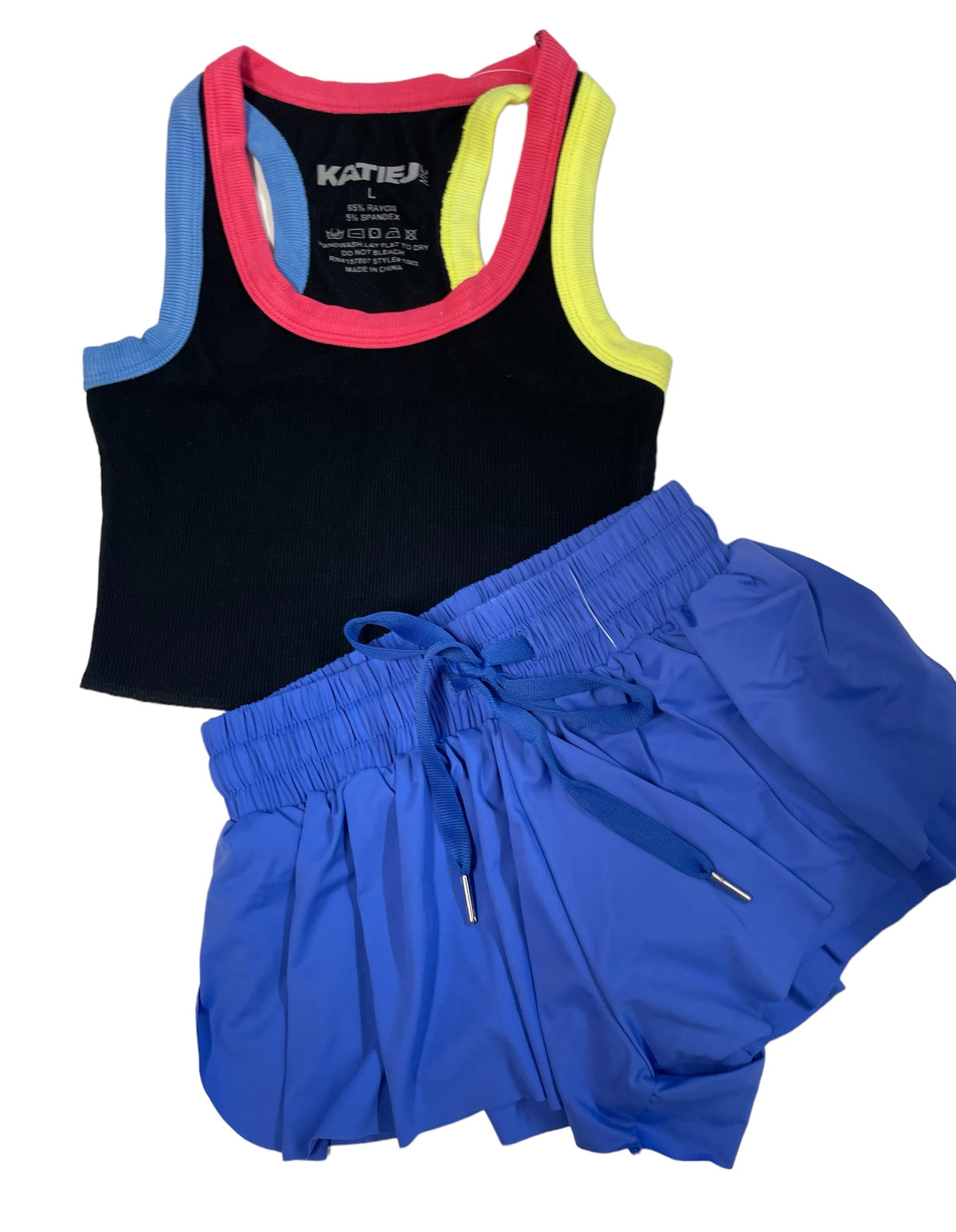 KatieJ NYC Livi Tank - Black w/Cherry Slush/Neon Yellow/Sky Blue Trim - Everything But The PrincessKatieJ NYC