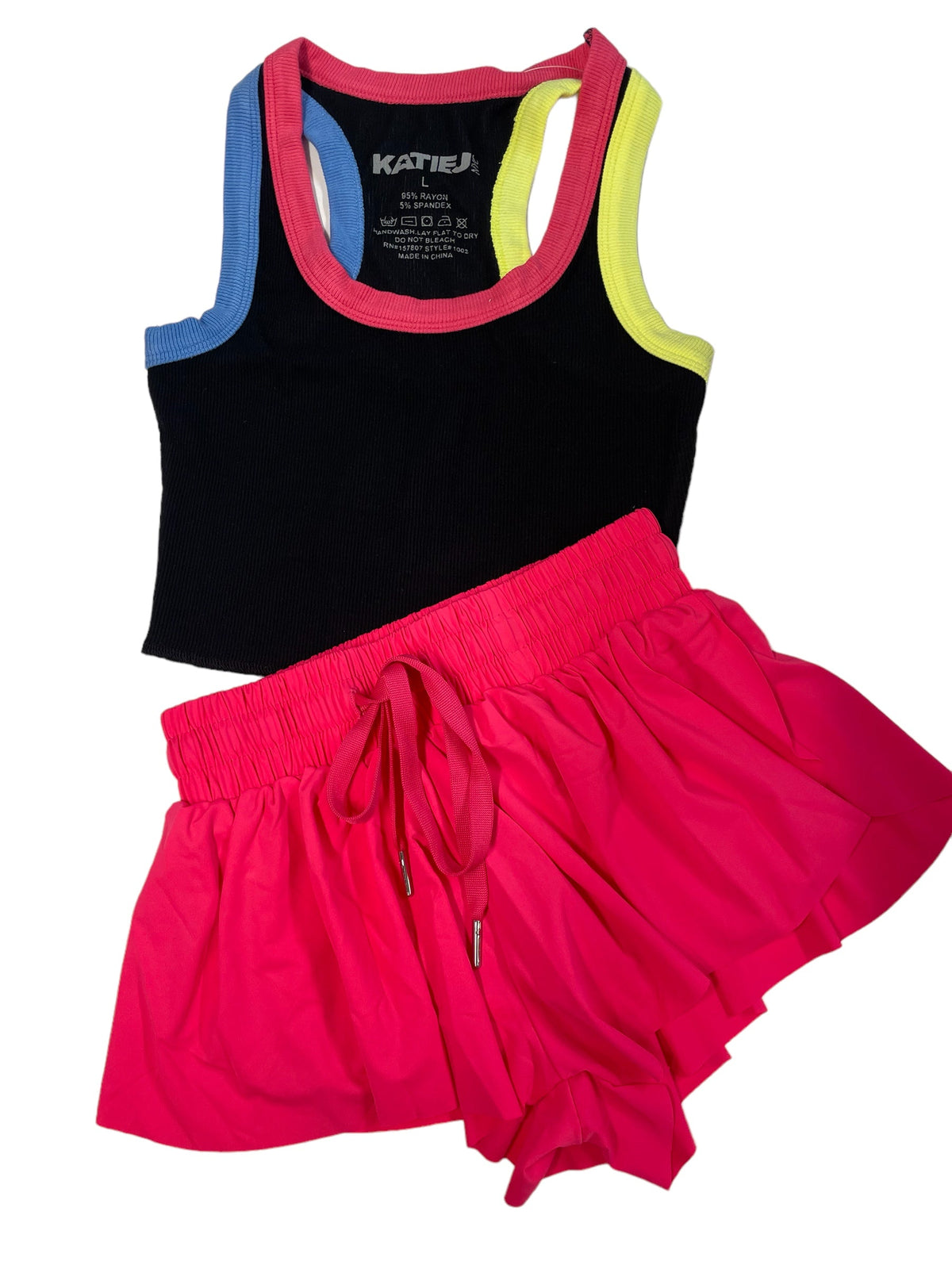 KatieJ NYC Livi Tank - Black w/Cherry Slush/Neon Yellow/Sky Blue Trim - Everything But The PrincessKatieJ NYC