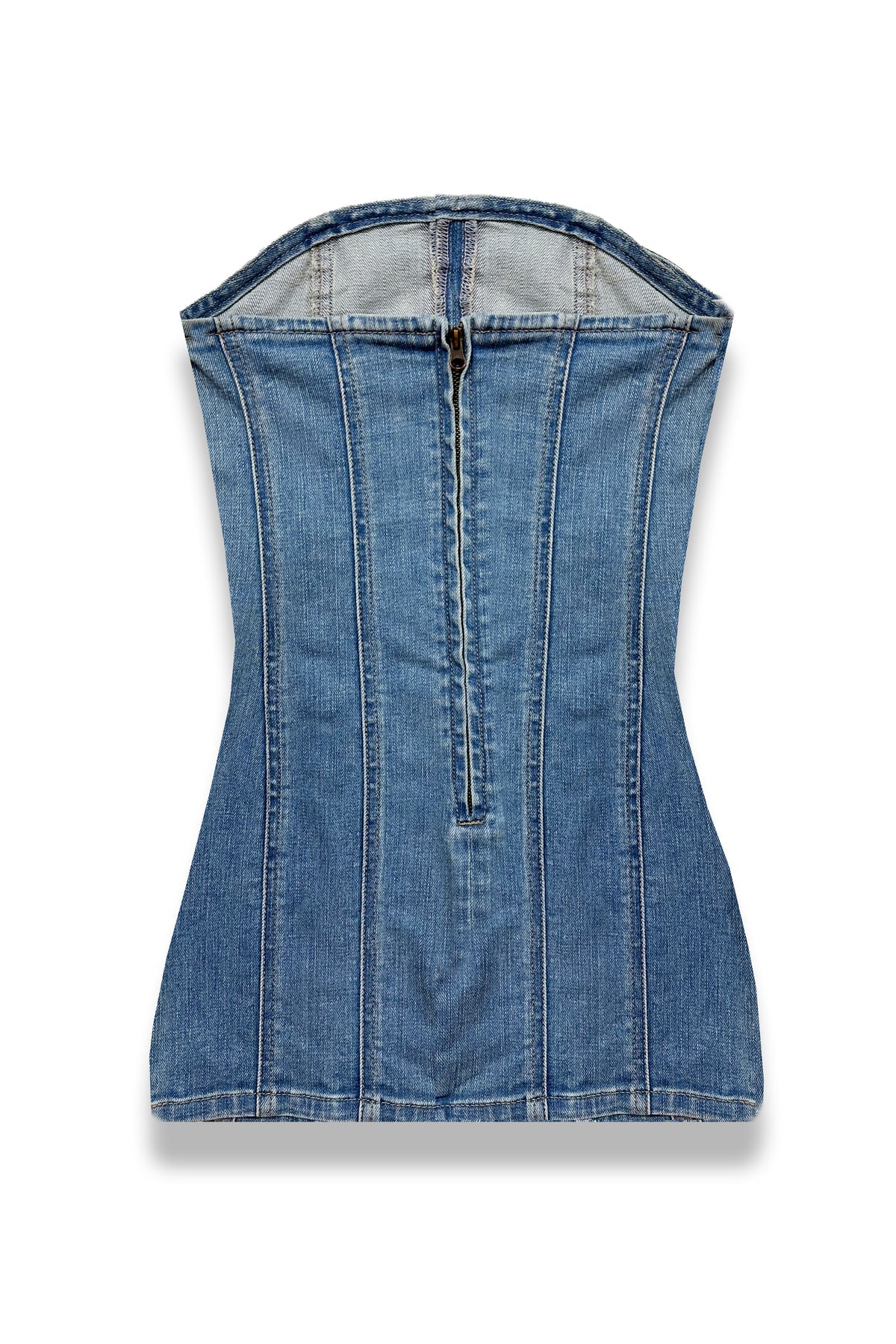 KatieJ NYC Tween Rome Denim Dress back view with zipper