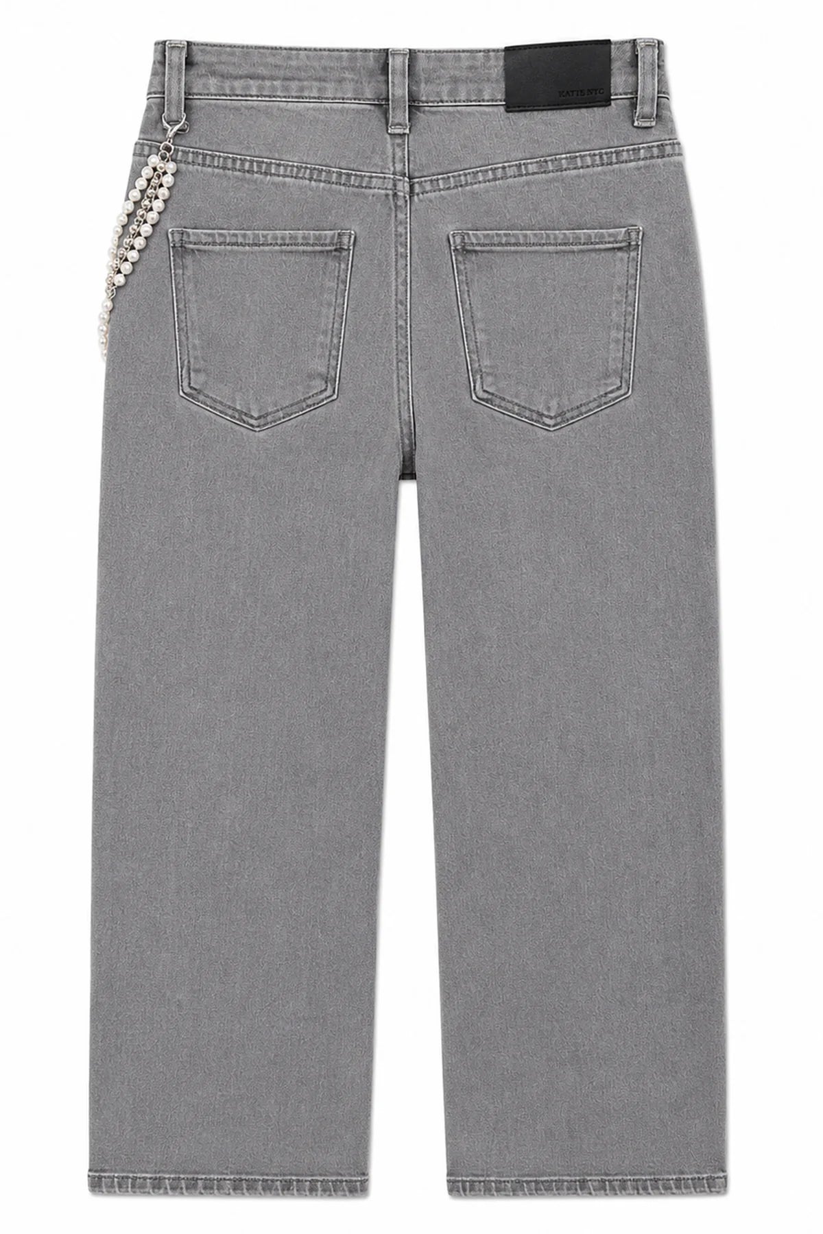 KatieJ NYC Tween Sacramento Pearl Chain Jean in light grey back view