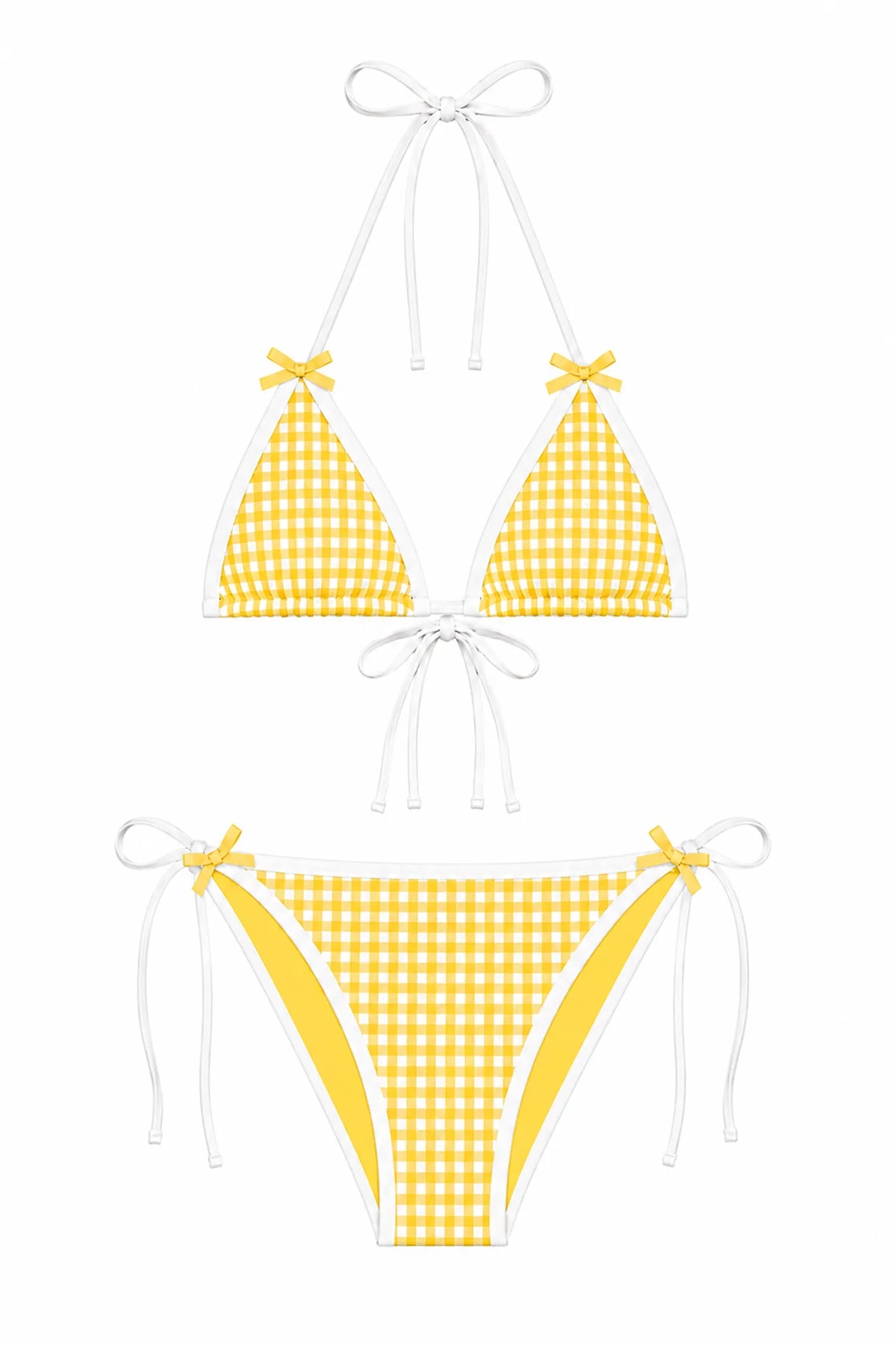 KatieJ NYC Tween Coral Gingham Bikini in Yellow Gingham