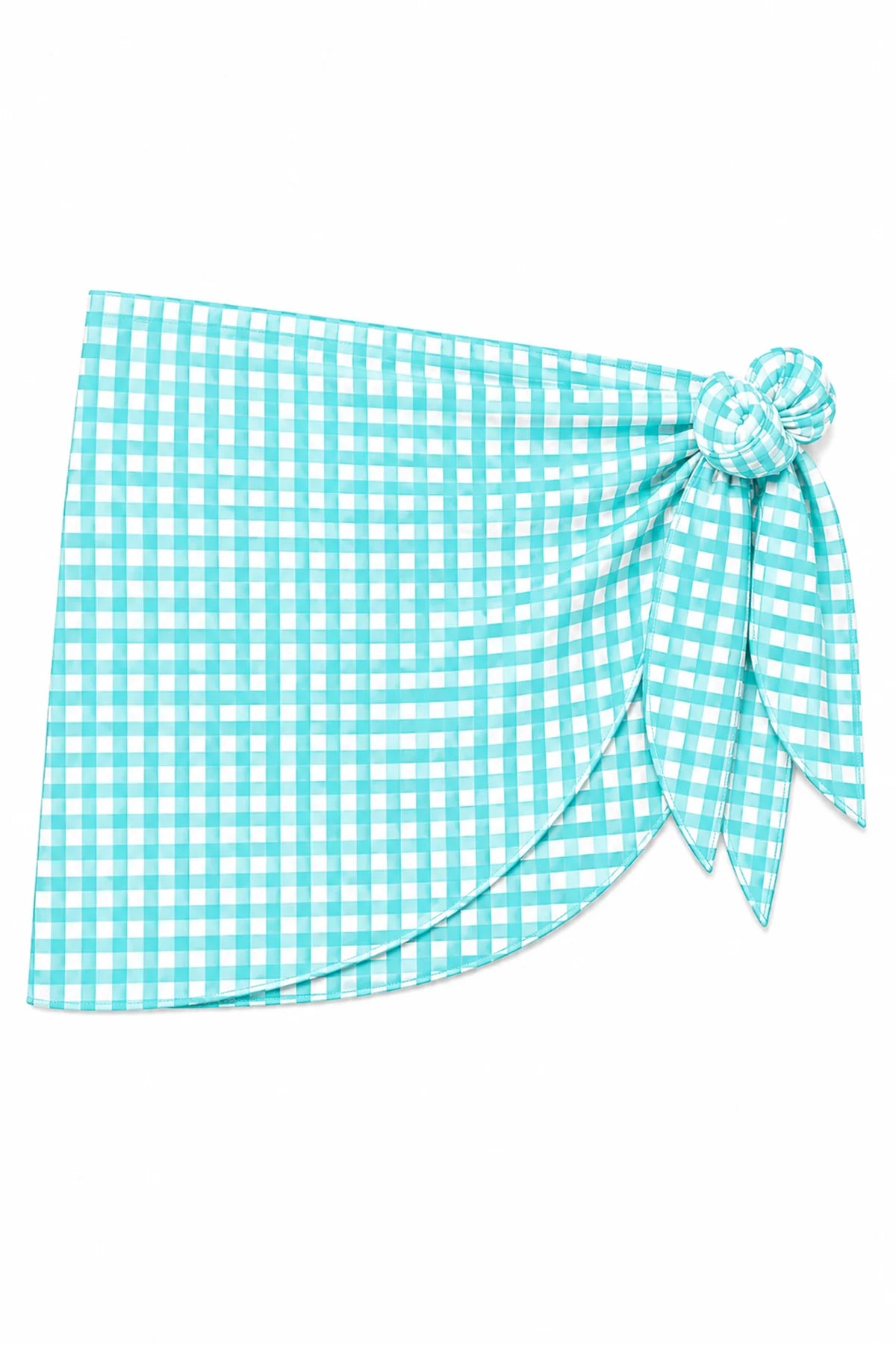 KatieJ NYC Tween Coral Gingham Sarong in Aqua