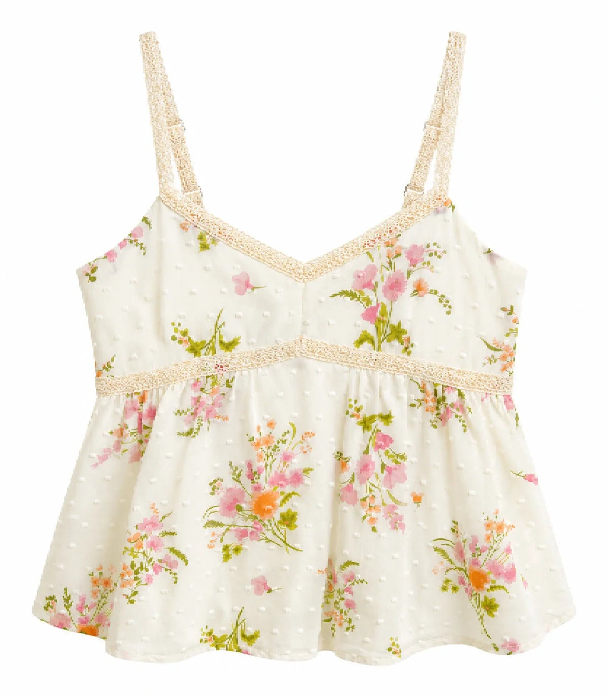 KatieJ NYC floral bloom top for tween girls in vintage wildflower print with lace trim and adjustable straps
