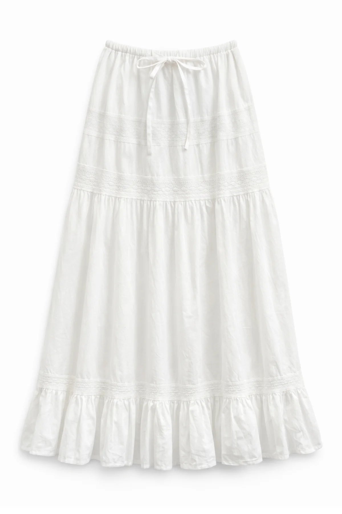 KatieJ NYC Sofie Tiered Maxi Skirt in white for tween girls