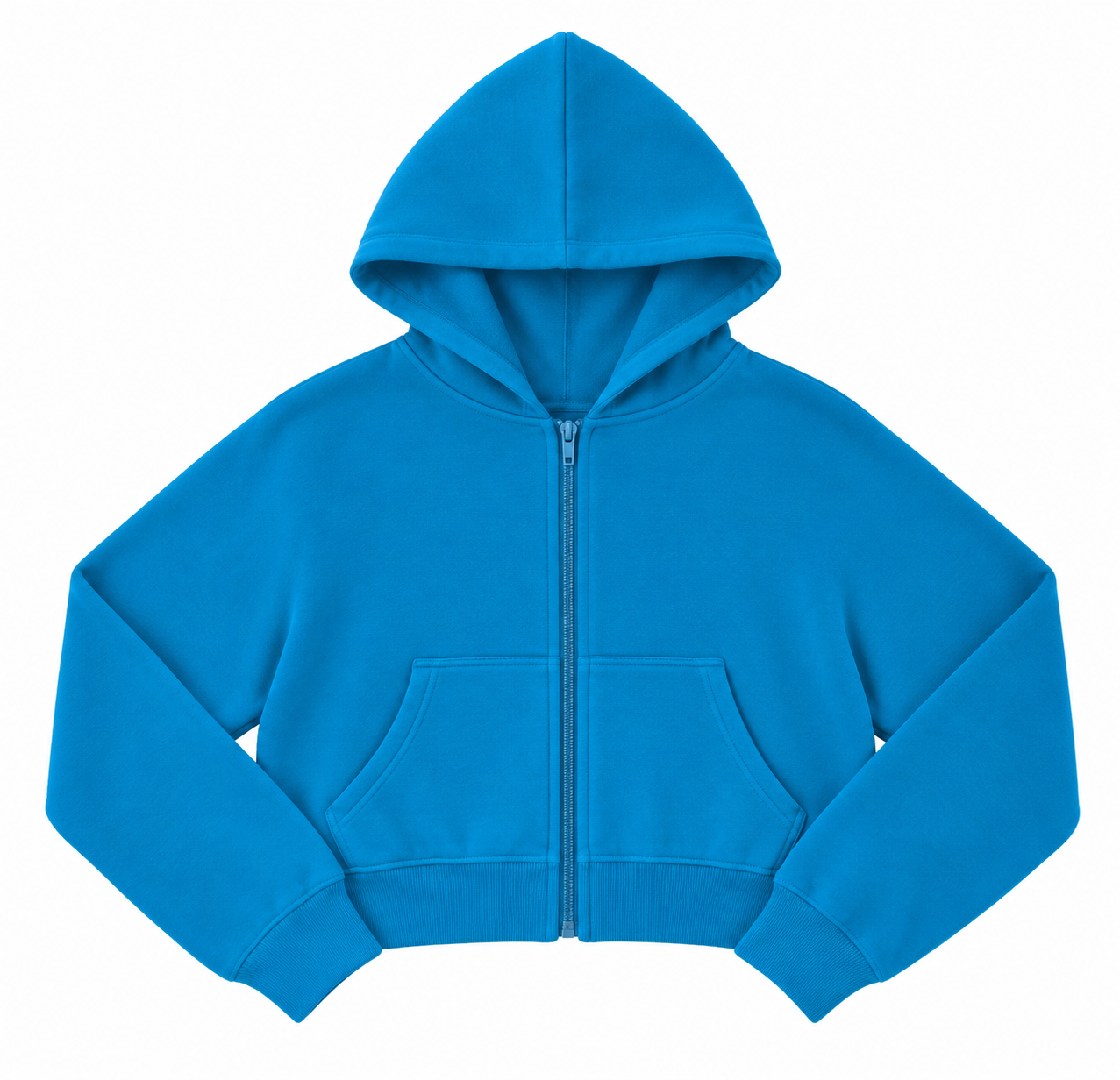 KatieJ NYC Tween Tristan Zip Up Sweatshirt Coastal Blue cropped hoodie front view