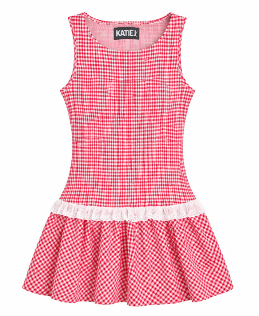 girls gingham dress Girl's Be Mine Smocked Ruffle Neck Dress in Purple Gingham size 4T