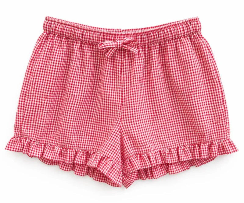 KatieJ NYC Annabelle red gingham shorts for tween girls