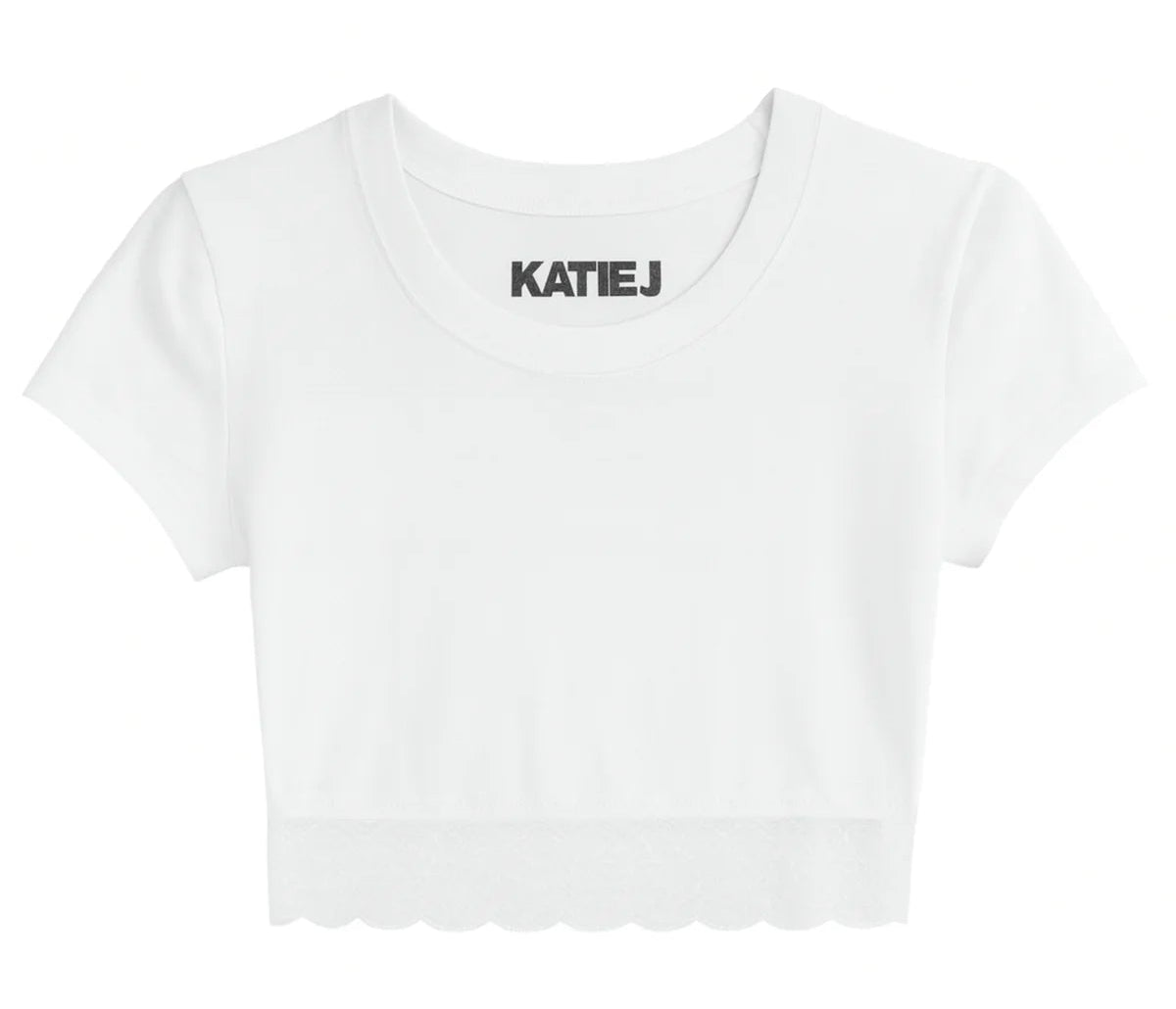 white cropped top with lace trim for tweens