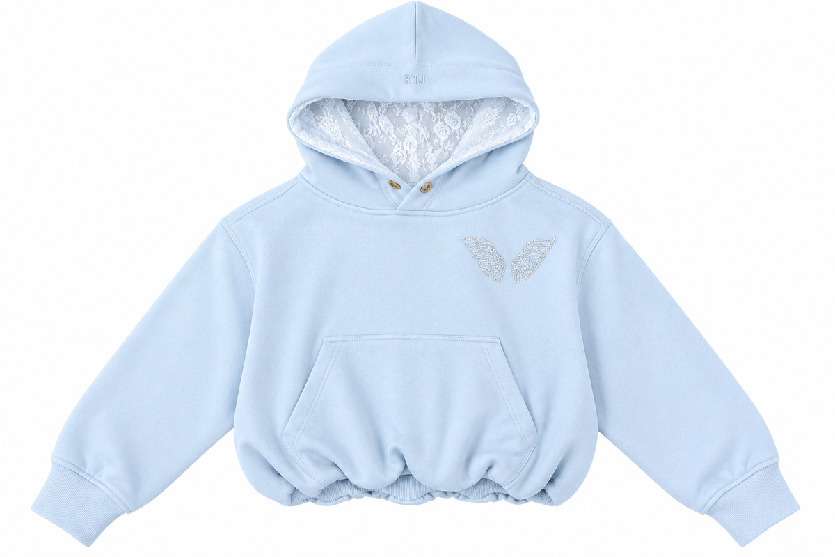 ♡JILTU baby frill hoodie baby blue KatieJ NYC Ryan Baby Blue Angel Wing Hoodie | Girls Hoodies