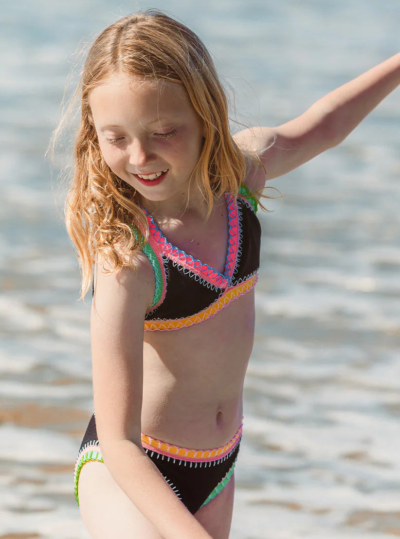 PQ Kids Rainbow Embroidered 2pc- Black