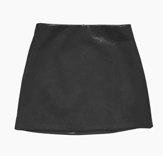 KatieJ NYC Vegan Leather Laine Skirt - Black