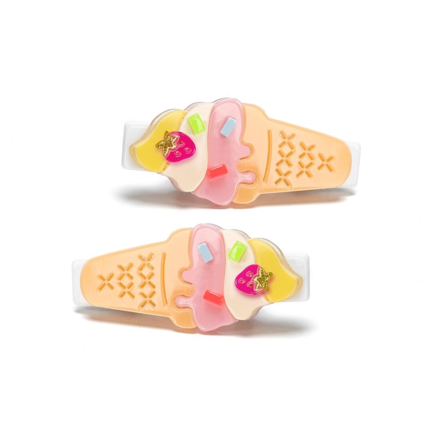 Lilies &amp; Roses Ice Cream Cone Hair Clips - Set of 2 - Everything But The PrincessLilies &amp; Roses NY