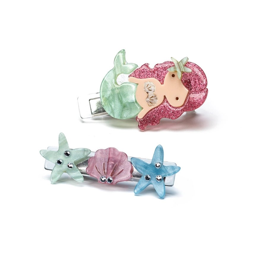 Lilies & Roses Mermaid & Shells Hair Clips - Set of 2 - Everything But The PrincessLilies & Roses NY