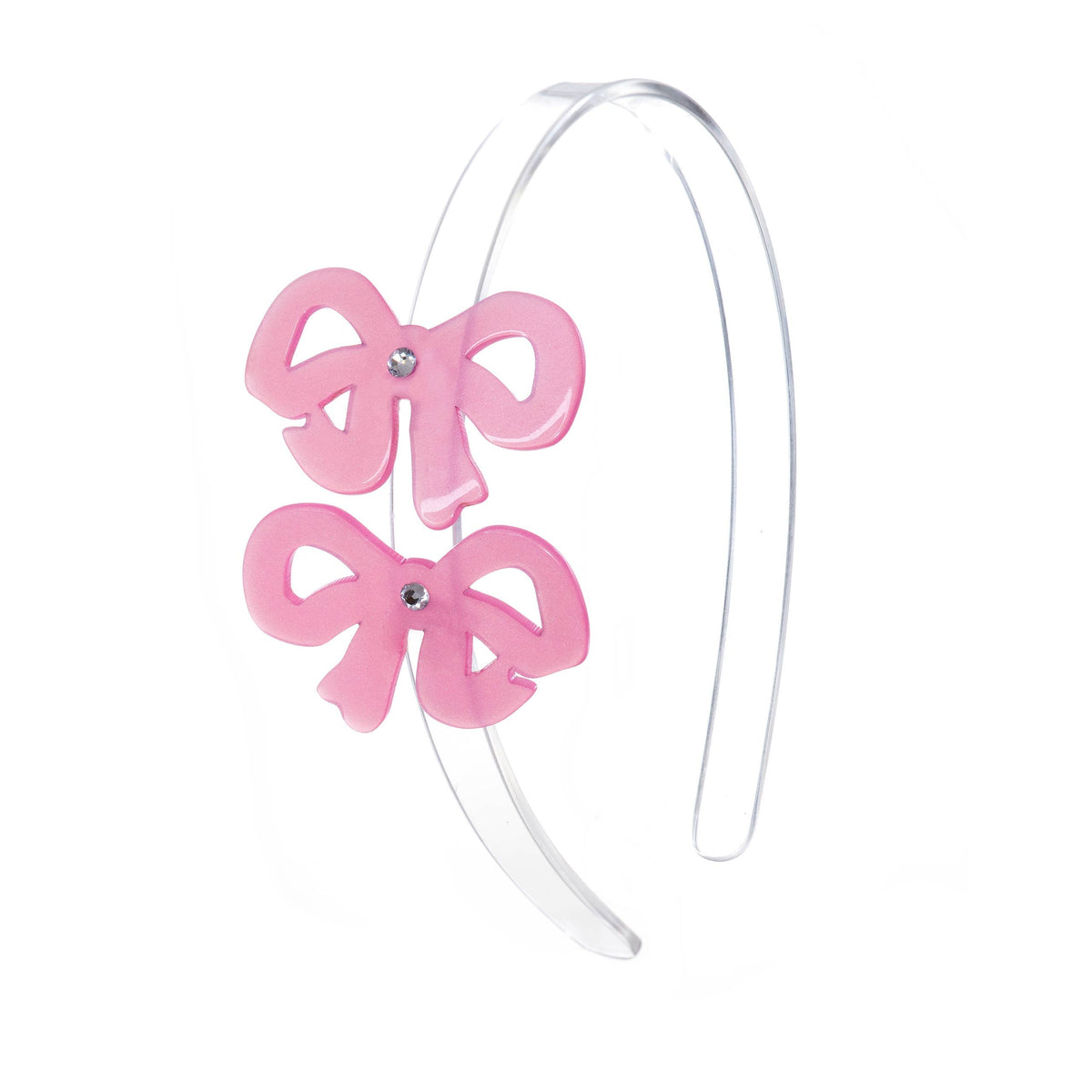 Lilies &amp; Roses NY Fancy Double Bow Satin Pink Headband - Everything But The PrincessLilies &amp; Roses NY