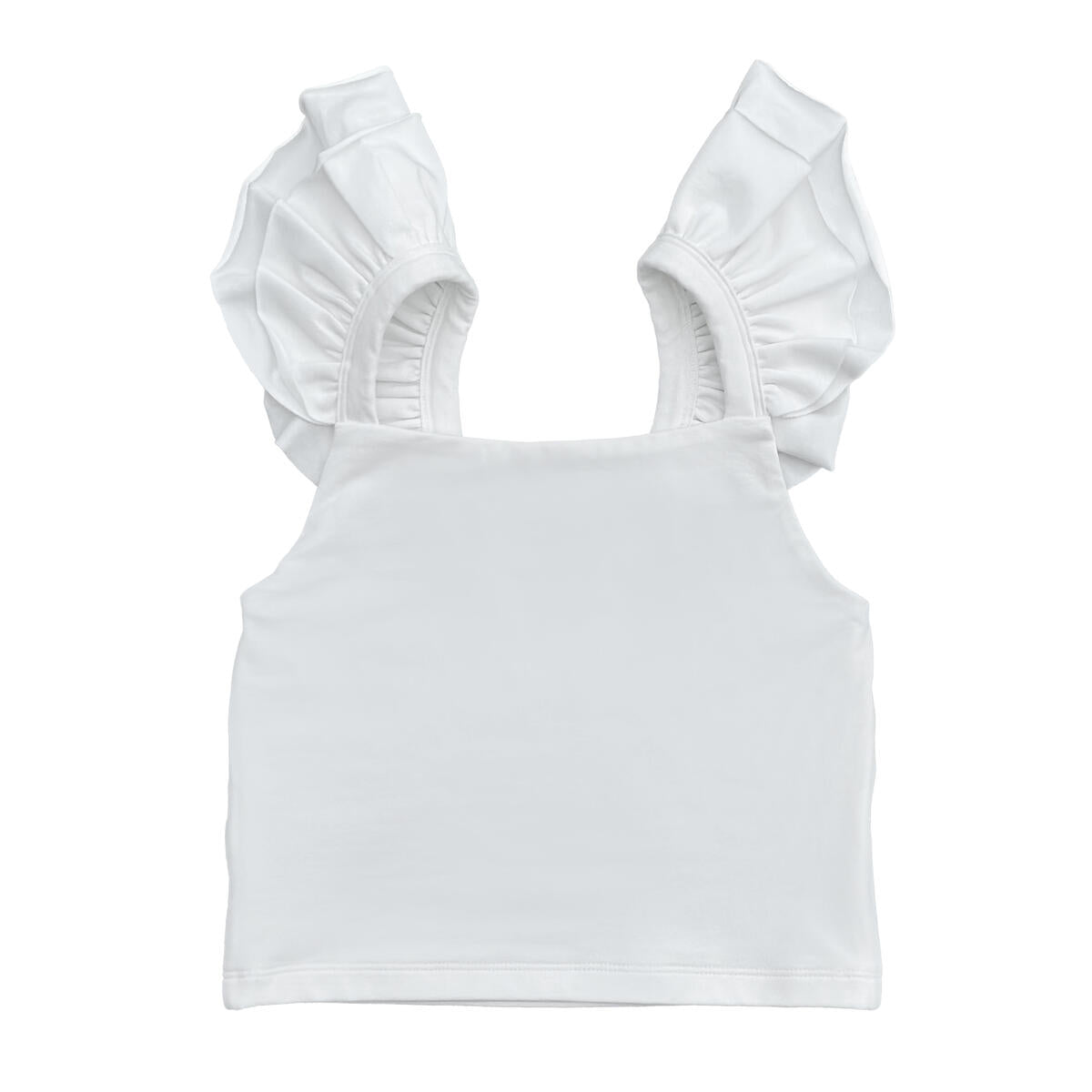 Little Olin Jersey Ruffle Tank - White - Everything But The PrincessLittle Olin