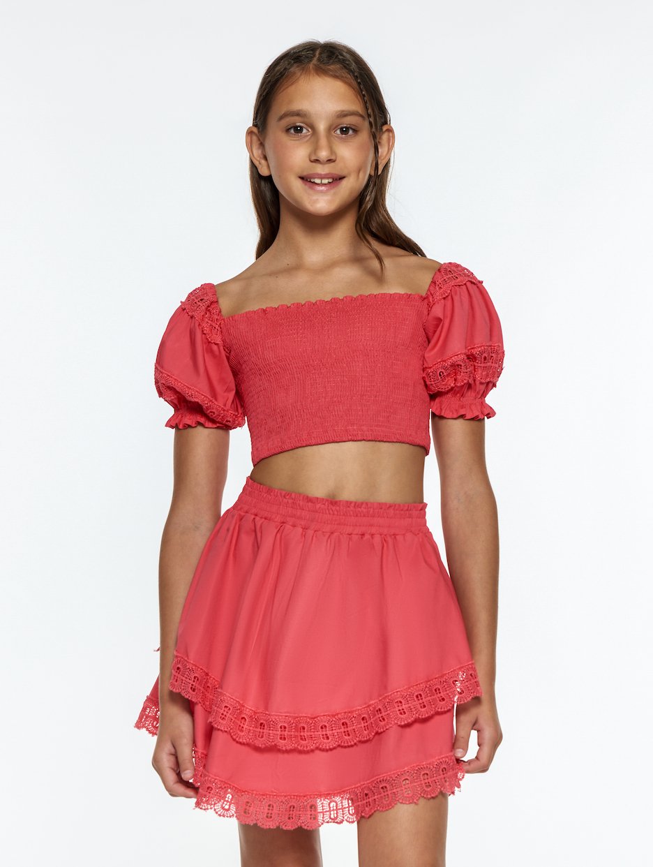 Little Peixoto 2pc Simone Skirt Set- Sunset Coral - Everything But The PrincessLittle Peixoto