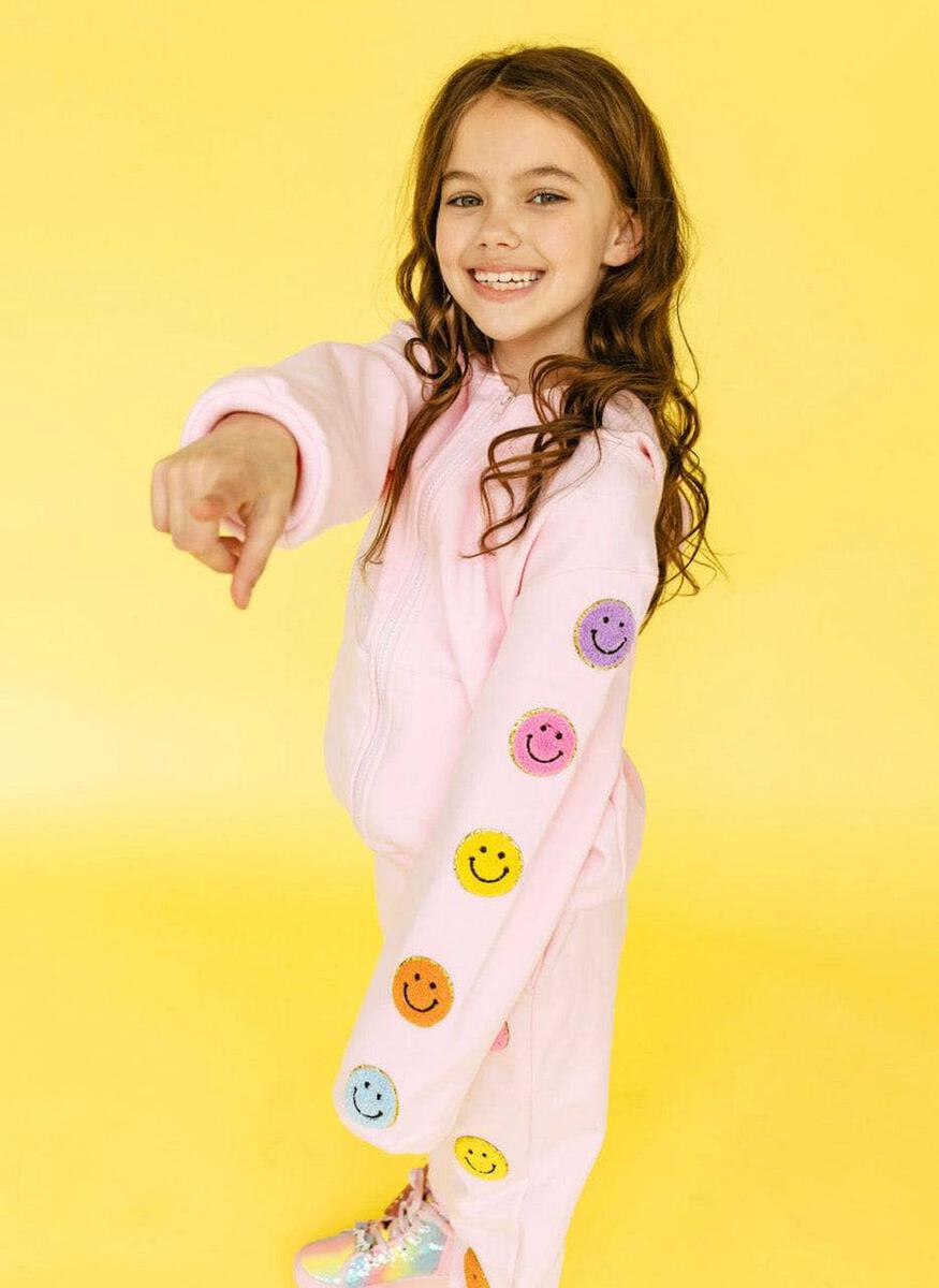 Lola And The Boys 2pc Smiley Patches Jogger Set - Pink - Everything But The PrincessLola And The Boys